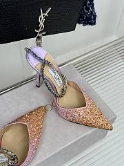 Kitlife jimmychoo Saeda Heel height 100 Candy sunset Mix Satin Pumps with Crystals  - 2