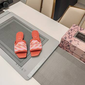 Kitlife Jimmy Choo Nako diamond-print slides Orange