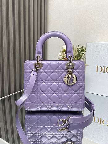 Kitlife Lady Dior Bag Powder Purple Calfskin - 24x20x11cm