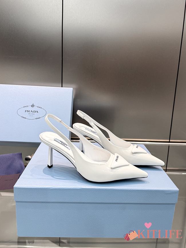 Prada Brushed leather slingback pumps white 75 mm - 1