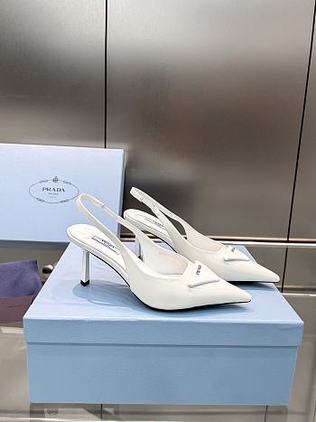 Prada Brushed leather slingback pumps white 75 mm