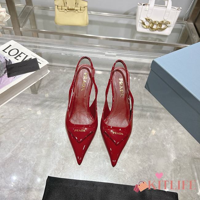 Prada Brushed leather slingback pumps Red 75 mm - 1