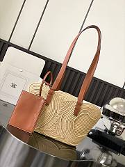 CELINE CLASSIC PANIER SMALL BRAIDED TRIOMPHE IN RAFFIA AND CALFSKIN TAN 42 X 21.5 X 12 CM - 1