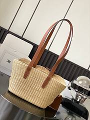 CELINE CLASSIC PANIER SMALL BRAIDED TRIOMPHE IN RAFFIA AND CALFSKIN TAN 42 X 21.5 X 12 CM - 5