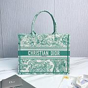 kitlife Green Medium Dioriviera Dior Book Tote Aquamarina Toile de Jouy Embroidery - 36 x 27.5 x 16.5 cm - 1