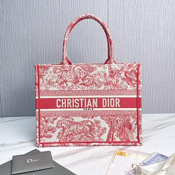 kitlife Pink Medium Dioriviera Dior Book Tote Aquamarina Toile de Jouy Embroidery - 36 x 27.5 x 16.5 cm