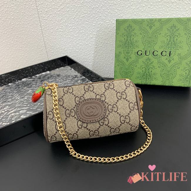 kitlife Gucci Brown Coin Purse With Strawberry 01 - 1