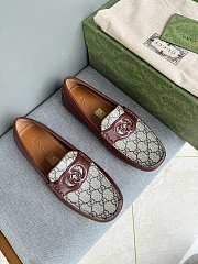 Kitlife Men's Brown Interlocking G GG Supreme Canvas & Leather Drive - 1
