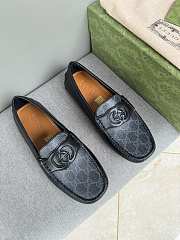 Kitlife Men's Gray Interlocking G GG Supreme Canvas & Leather Drive - 1