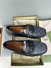 Kitlife Men's Gray Interlocking G GG Supreme Canvas & Leather Drive - 2