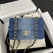 kitlife Chanel CLASSIC 11.12 HANDBAG Washed Denim & Gold-Tone Metal Blue - 25cm - 1