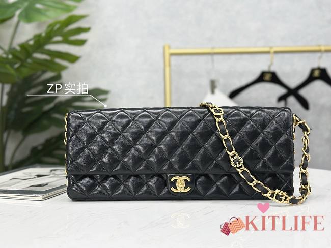 kitlife Chanel maxi cluth Shiny Lambskin & Gold-Tone Metal Black bag - 18 × 38 × 4 cm - 1