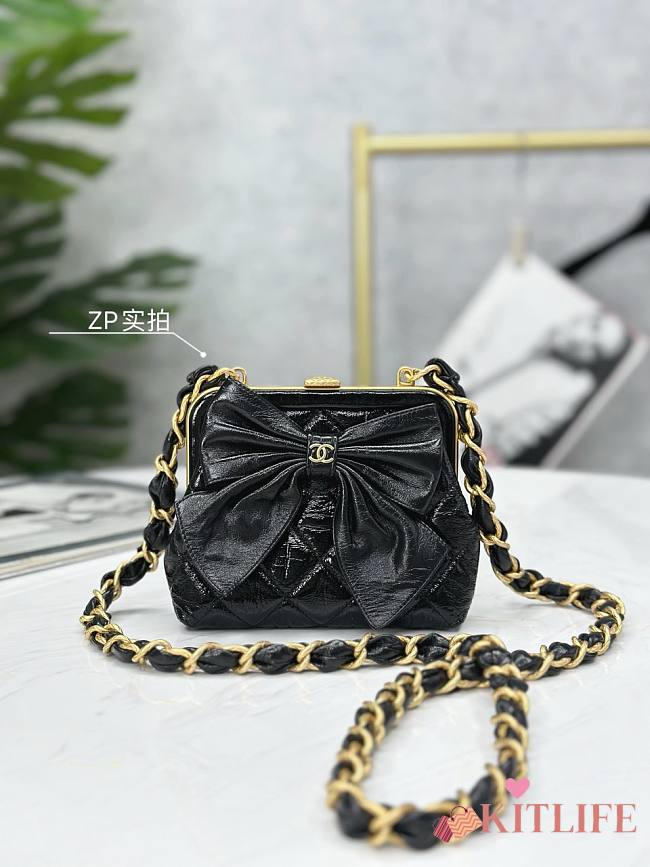 kitlife Chanel cluth black bag - 12 × 13 × 4 cm - 1
