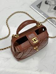 kitlife Chanel top handle brown bag -12x18x7 cm - 4
