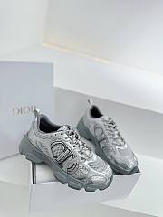 kitlife Dior Chrono Sneaker Gray Mesh with Silver-Tone Laminated Leather-Effect Panels - 1