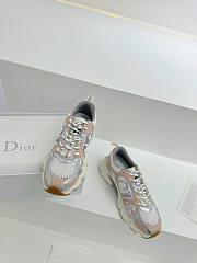 Dior Chrono Sneaker White Mesh with Nude and Silver-Tone Laminated Leather-Effect Panels - 4