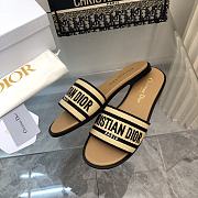 Dior Dway Slide Natural Raffia and Black Embroidered Cotton - 4