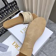 Dior Dway Slide Natural Raffia and Beige Embroidered Cotton - 6