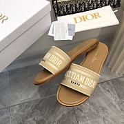 Dior Dway Slide Natural Raffia and Beige Embroidered Cotton - 5