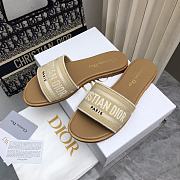 Dior Dway Slide Natural Raffia and Beige Embroidered Cotton - 3