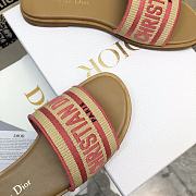 Dior Dway Slide Natural Raffia and Pink Embroidered Cotton - 6