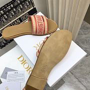 Dior Dway Slide Natural Raffia and Pink Embroidered Cotton - 2