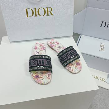 kitlife Dior Dway Slide White Multicolor Cotton and Embroidered