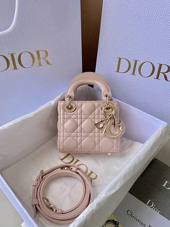 kitlife Dior mico lady pastel Pink bag - 12x11x5cm