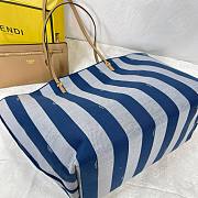 Kitlife Large Roll Reversible shopper in Pequin striped and light blue FF fabric bag 35x22×19.5 cm - 6