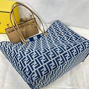 Kitlife Large Roll Reversible shopper in Pequin striped and light blue FF fabric bag 35x22×19.5 cm - 3