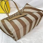 Kitlife Fendi Large Roll Reversible shopper in Pequin striped and light brown FF fabric bag 35x22×19.5 cm - 5