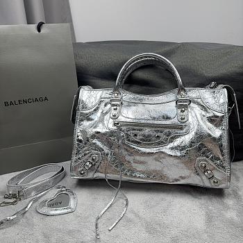 Kitlife Balenciaga Le City Large Bag in Silver bag - 38x25x14 cm