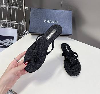 Kitlife Chanel Thong Cotton & Silk Dark Gray & Silver