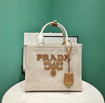 Kitlife Prada Linen blend tote bag beige - 31x25x14 cm