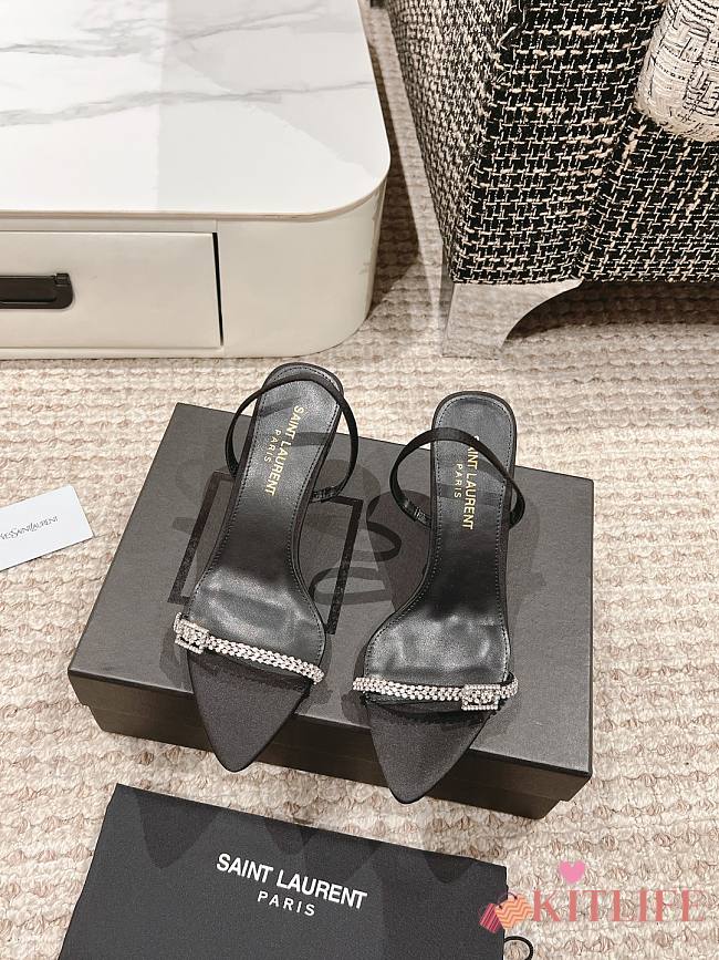 Kitlife YSL RENDEZ-VOUS SANDALS IN SATIN CREPE heels 7.5cm - 1