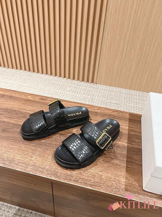 Kitlife prada Croco Buckle Dual-Band Comfort Sandals black - 1