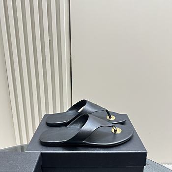 kitlife Saint Laurent leather thong slides black 