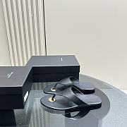 kitlife Saint Laurent leather thong slides black  - 3
