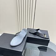 kitlife Saint Laurent leather thong slides black  - 2