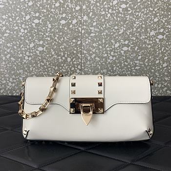 kitlife VALENTINO GARAVANI Rockstud brushed-leather shoulder bag white - 26x13x7cm