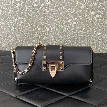 kitlife VALENTINO GARAVANI Rockstud brushed-leather shoulder bag Black - 26x13x7cm