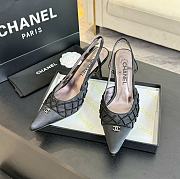 Kitlife Chanel Black Satin CC Beads Embellished Slingback Pumps - 1