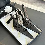 Kitlife Chanel Black Satin CC Beads Embellished Slingback Pumps - 6