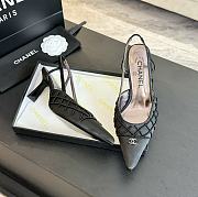 Kitlife Chanel Black Satin CC Beads Embellished Slingback Pumps - 5