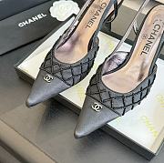 Kitlife Chanel Black Satin CC Beads Embellished Slingback Pumps - 2