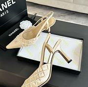 Kitlife Chanel White Satin CC Beads Embellished Slingback Pumps - 4