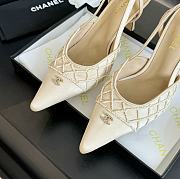 Kitlife Chanel White Satin CC Beads Embellished Slingback Pumps - 3