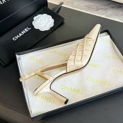 Kitlife Chanel White Satin CC Beads Embellished Slingback Pumps - 5