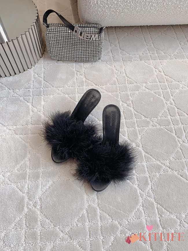 kitlife balenciaga Boudoir 70mm Sandal in Black feathers - 1