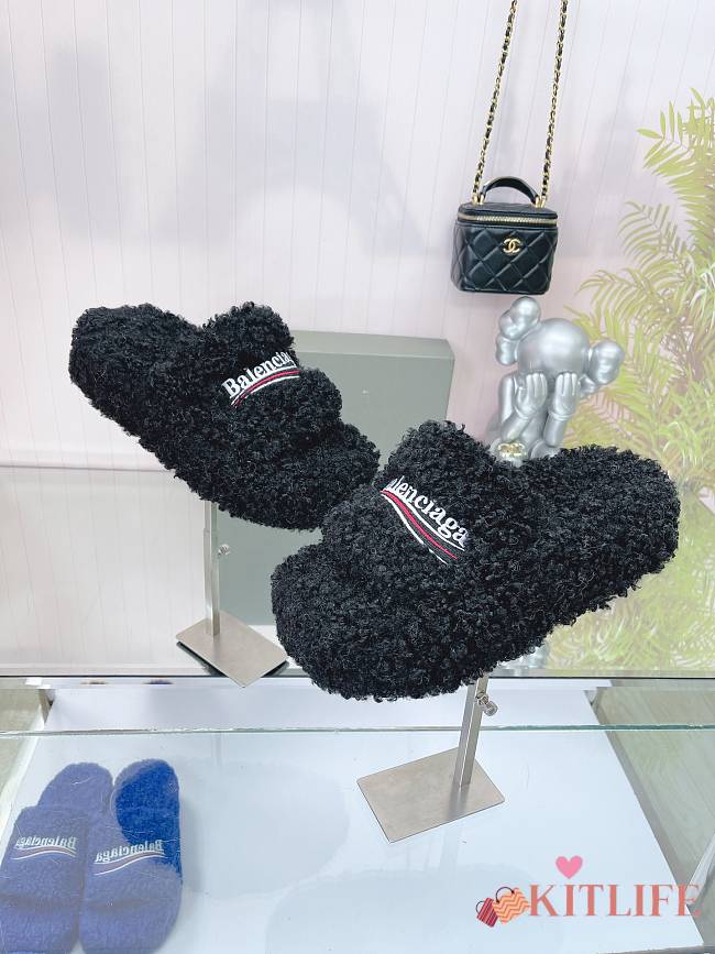 Kitlife BALENCIAGA FURRY SLIDE black - 1